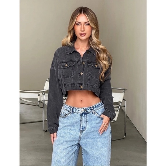 NEW! Tigermist- Oversized Black Basic Cropped Button Jossi Jacket NWT Size 12 - Picture 10 of 10